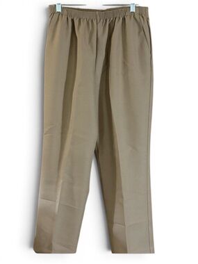Alfred Dunner Khaki Pull On Elastic Waist Straight Leg Chinos Pants